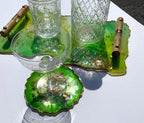 Green and Gold Geode Resin Tray and Coaster Set