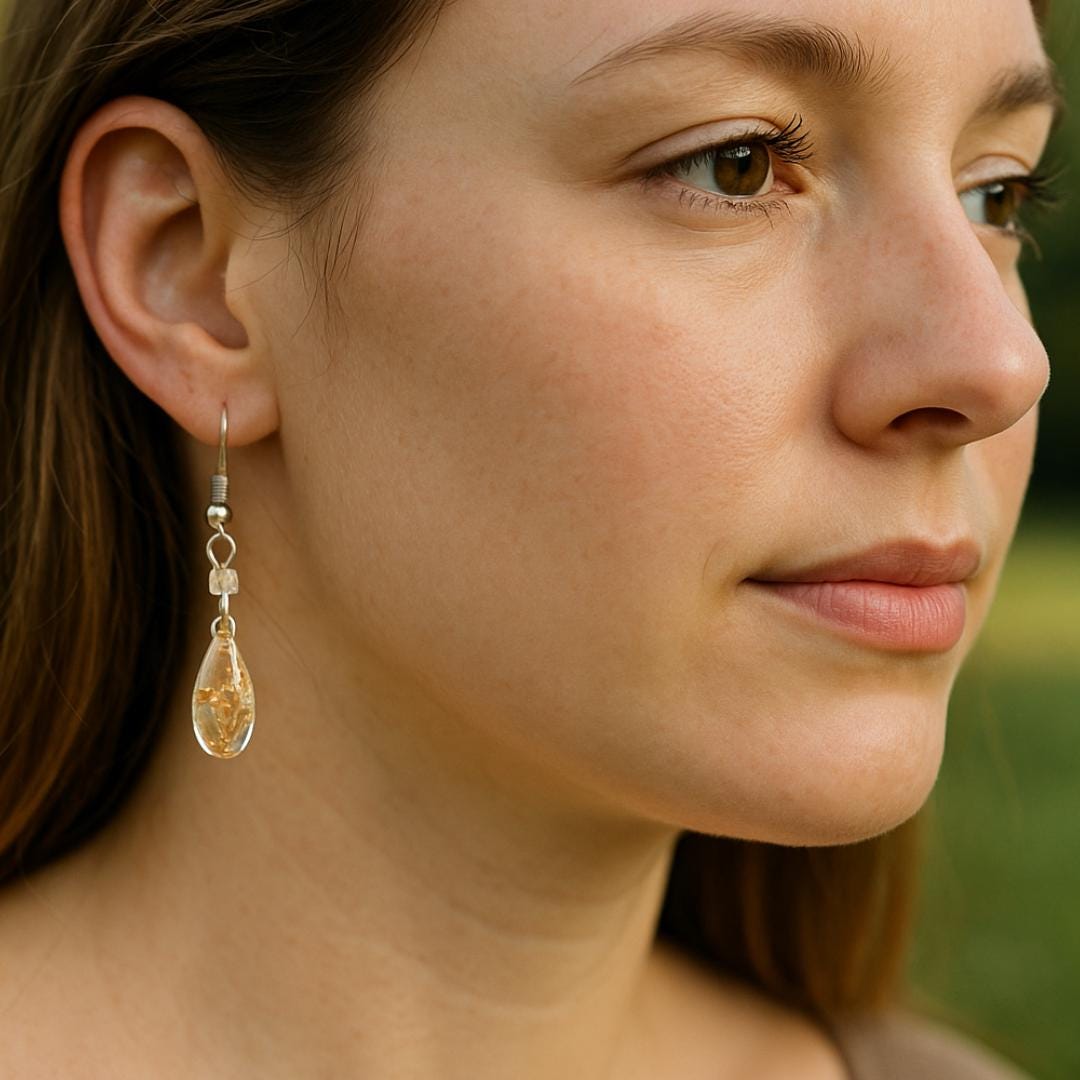 Gold Flower Teardrop Dangle Earrings
