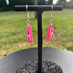 Hot Pink Rectangle Dangle Earrings