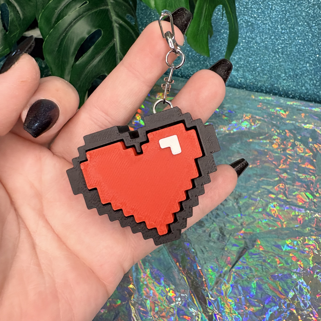 8-Bit Heart Fidget Clicker Keychain