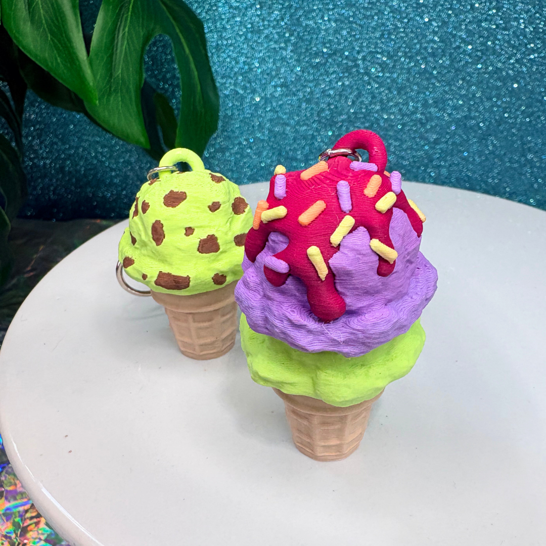 Ice Cream Cone Fidget Clicker Keychain