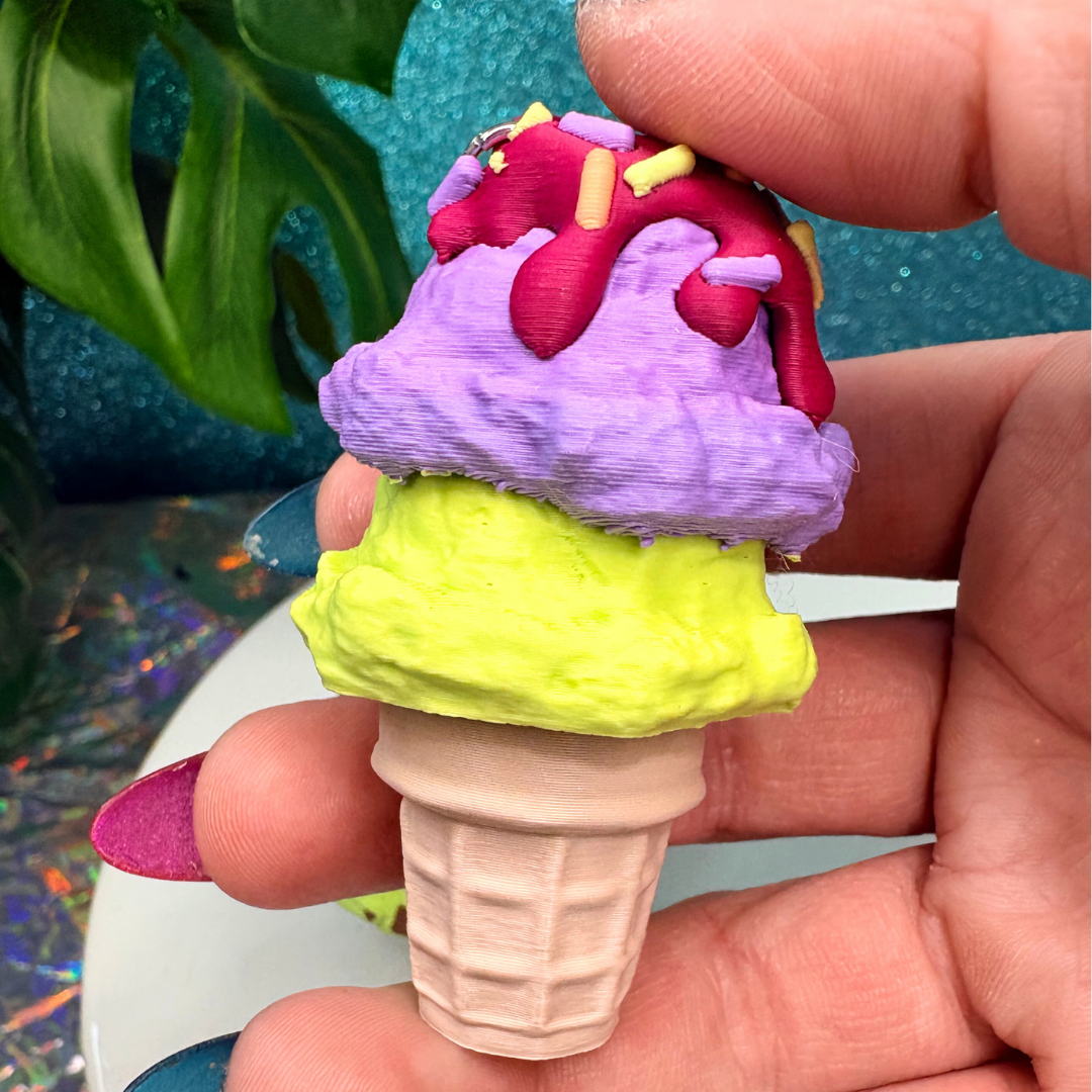Ice Cream Cone Fidget Clicker Keychain