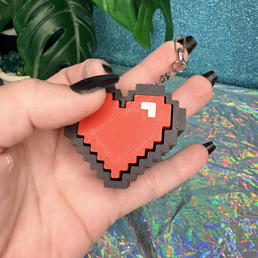 8-Bit Heart Fidget Clicker Keychain