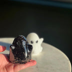 Black Gold Leaf & White Glitter Ghost Statues