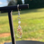 Gold Flower Teardrop Dangle Earrings