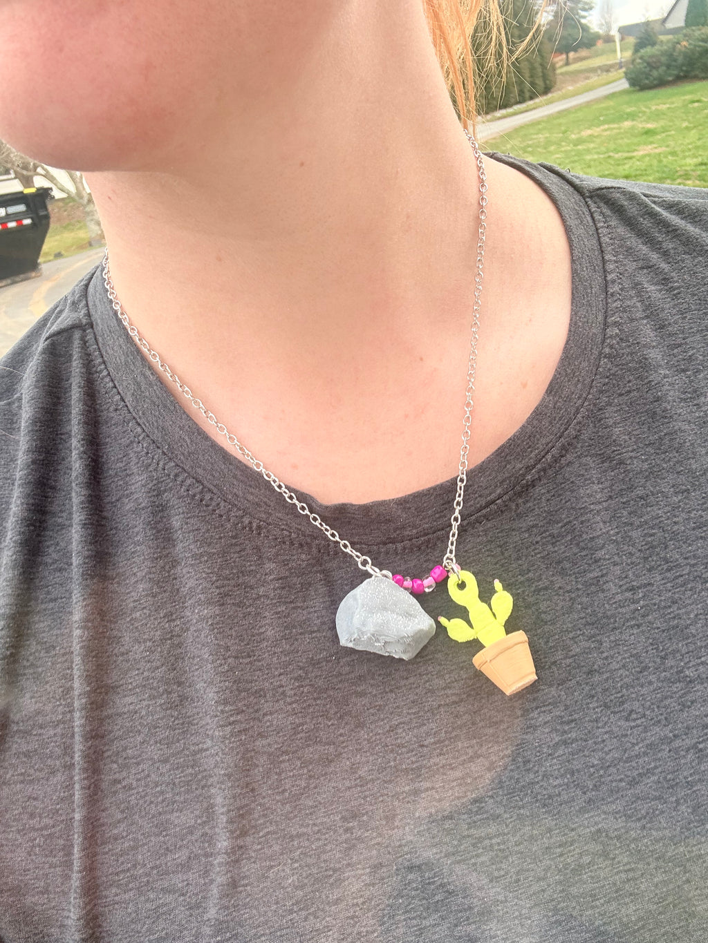 Opalite Rock & Cactus Necklace