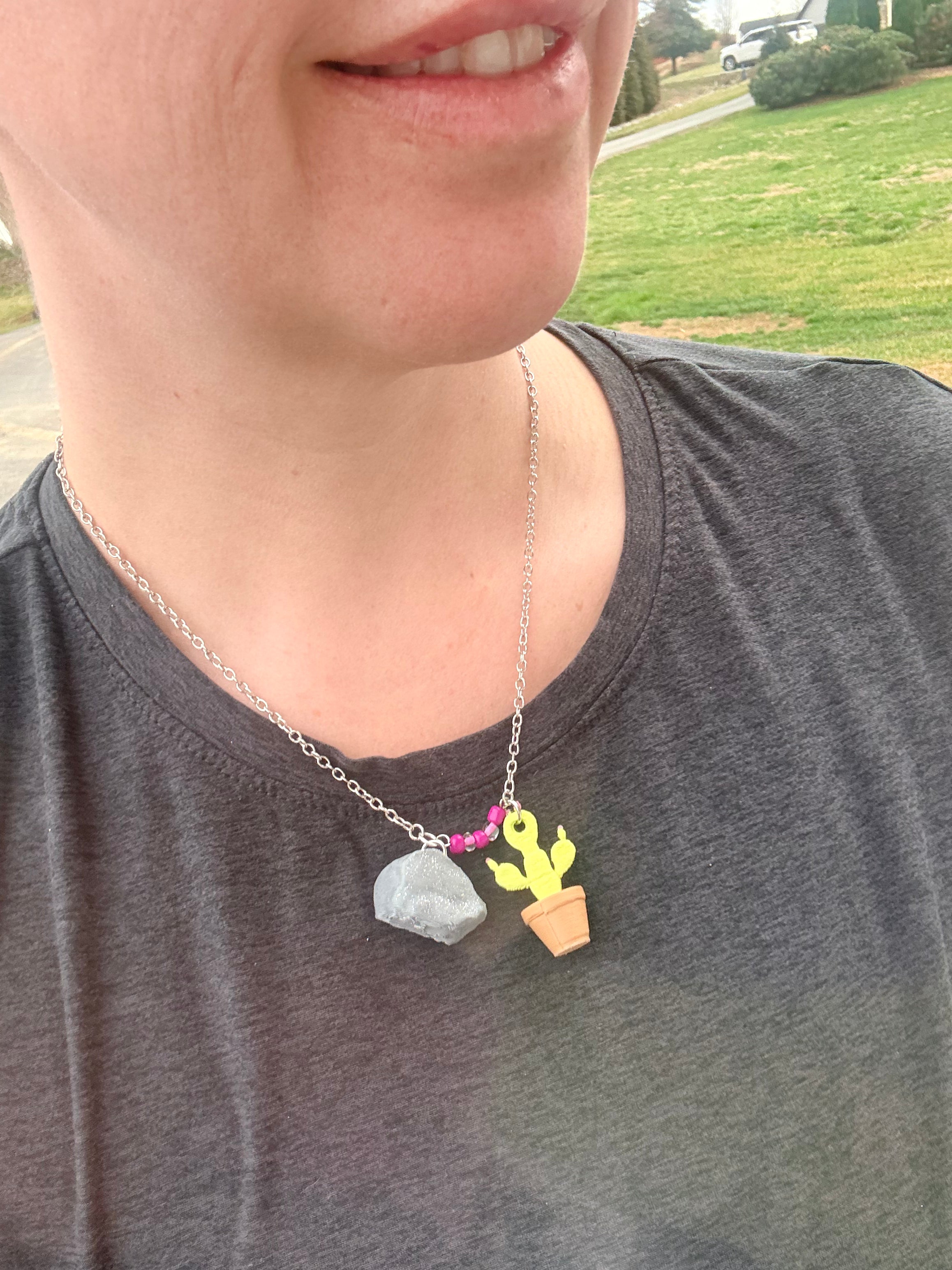 Opalite Rock & Cactus Necklace