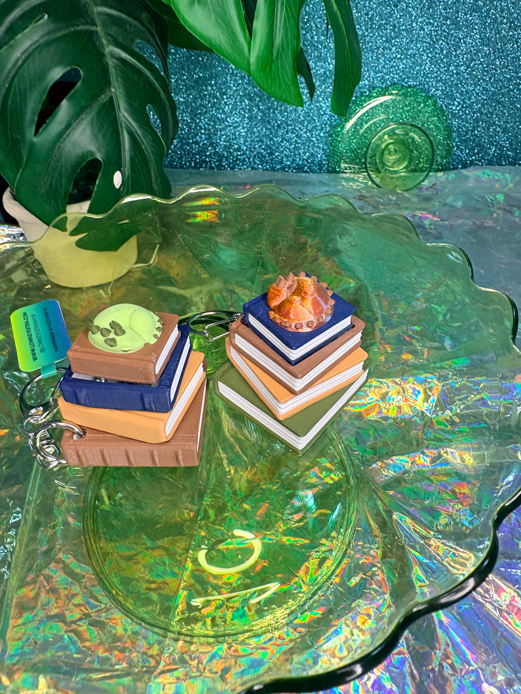 Sleeping Dragon Book Stack Fidget Clicker Keychain