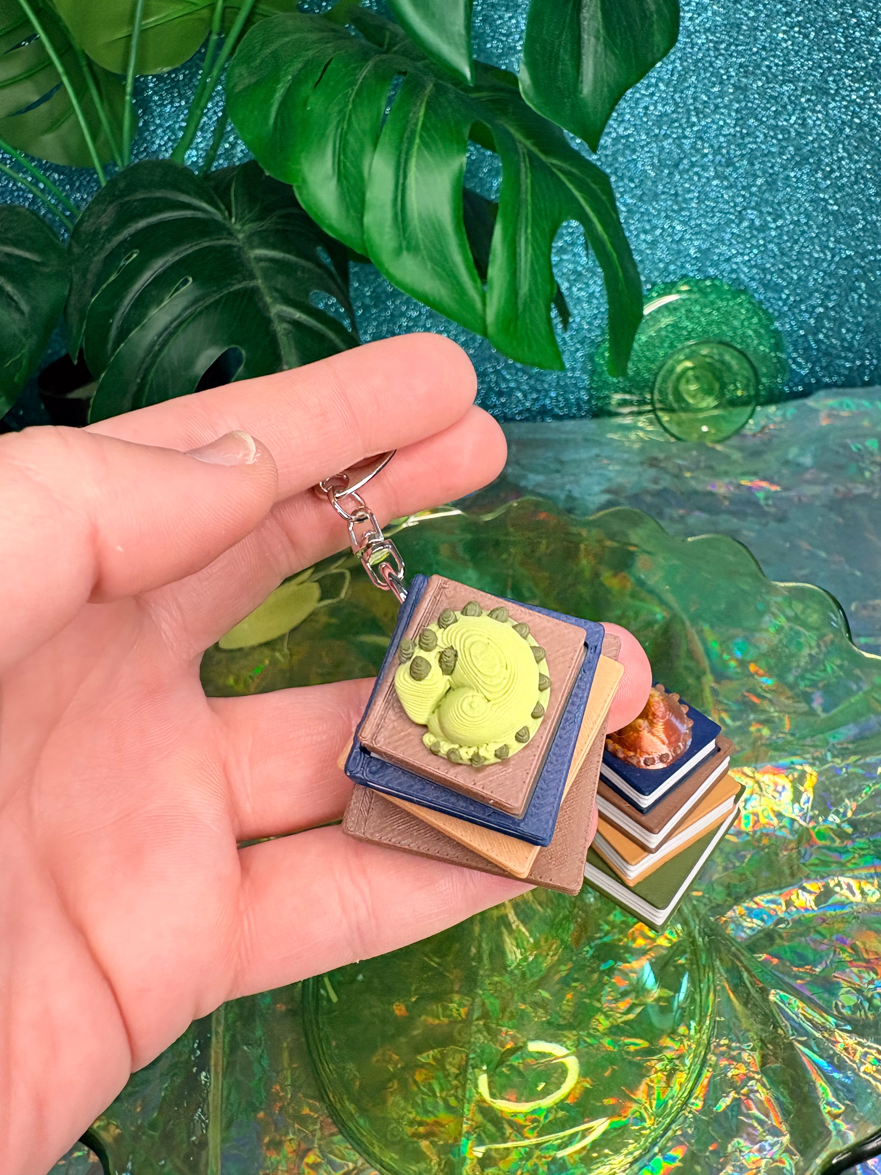 Sleeping Dragon Book Stack Fidget Clicker Keychain