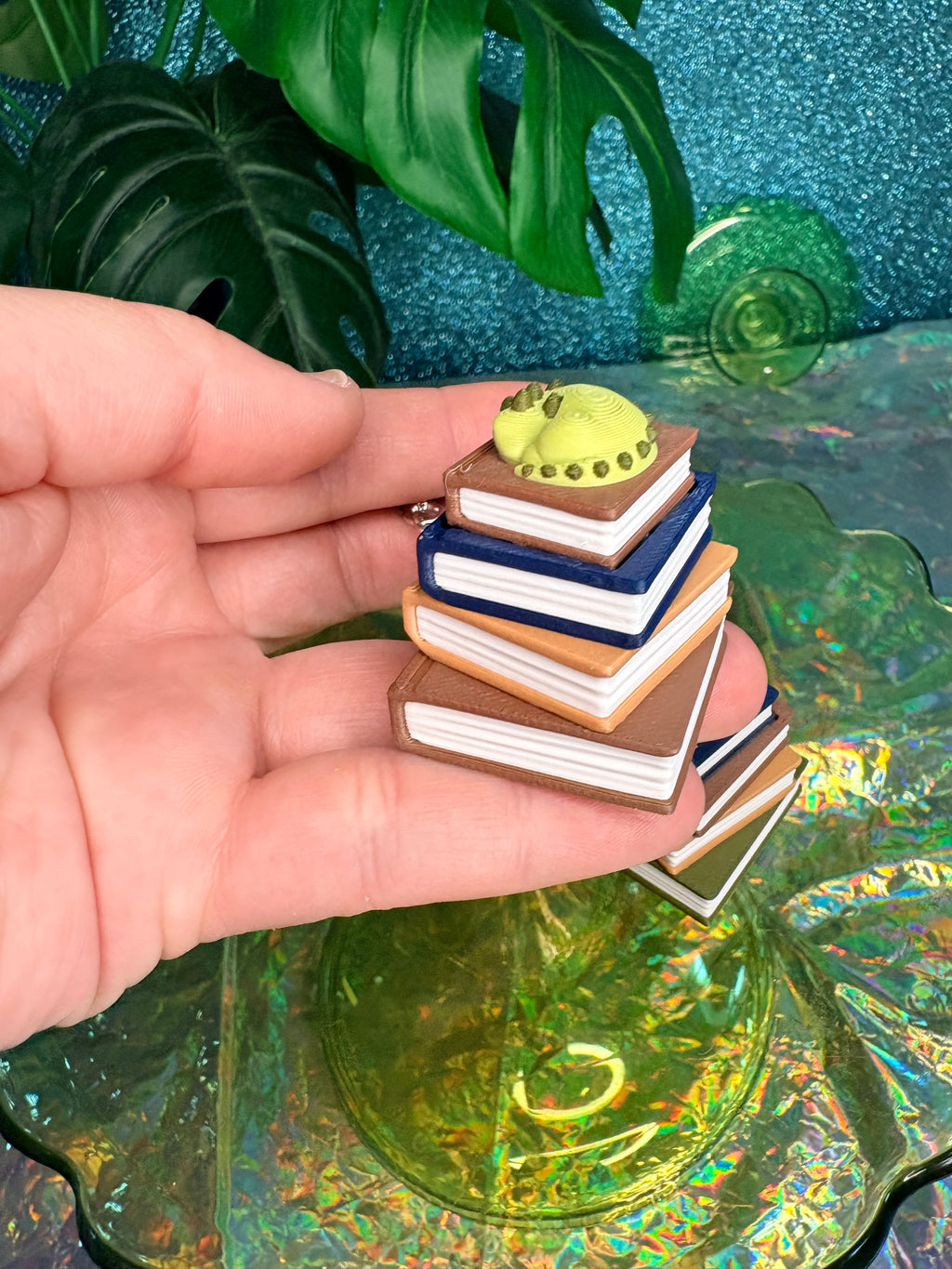 Sleeping Dragon Book Stack Fidget Clicker Keychain
