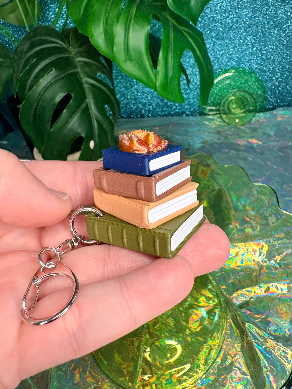 Sleeping Dragon Book Stack Fidget Clicker Keychain