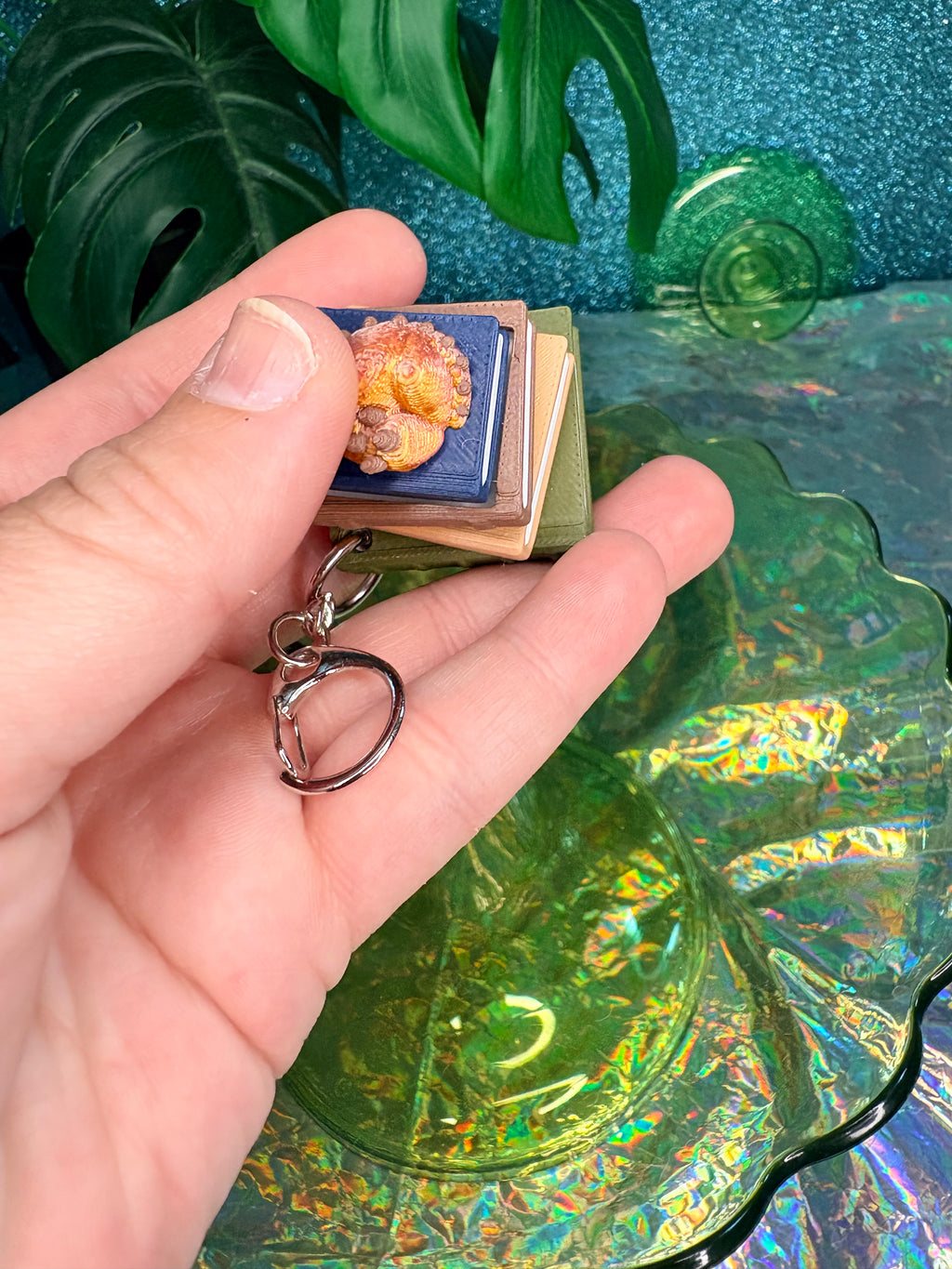 Sleeping Dragon Book Stack Fidget Clicker Keychain