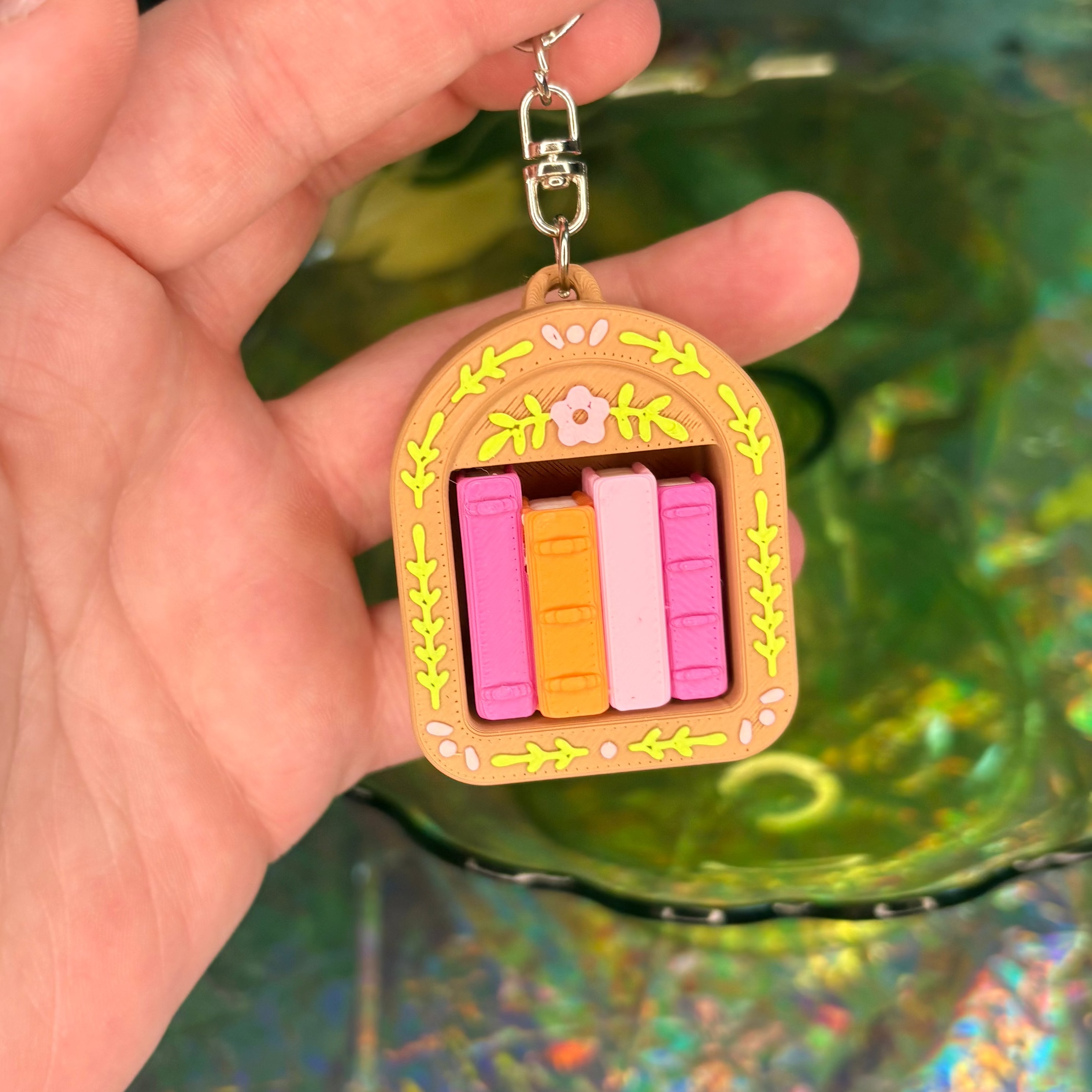 Cute Bookish Shelf Fidget Clicker Keychain