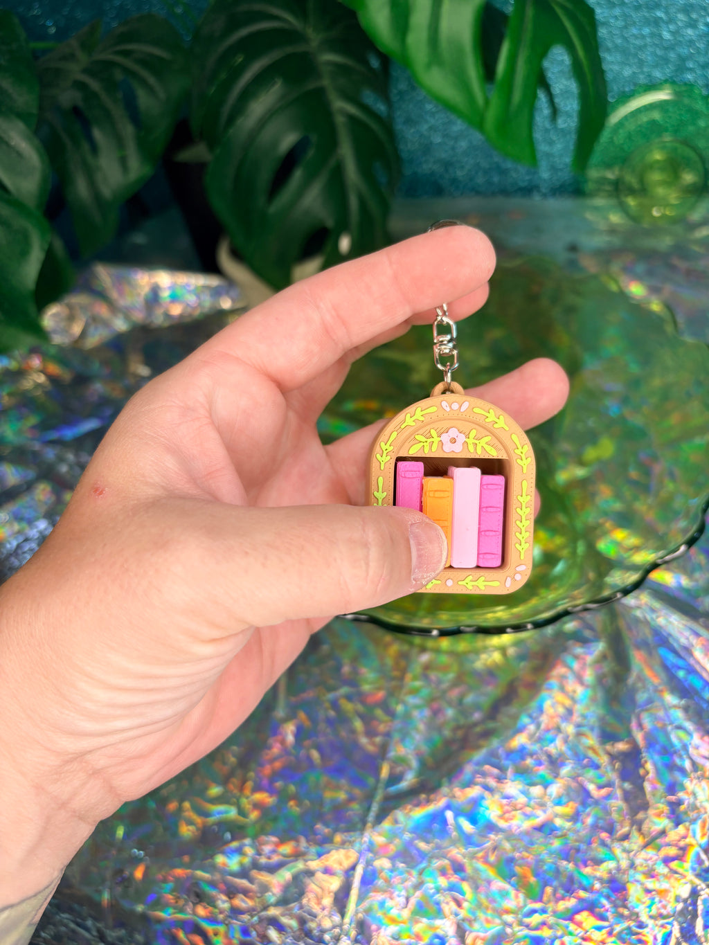 Cute Bookish Shelf Fidget Clicker Keychain