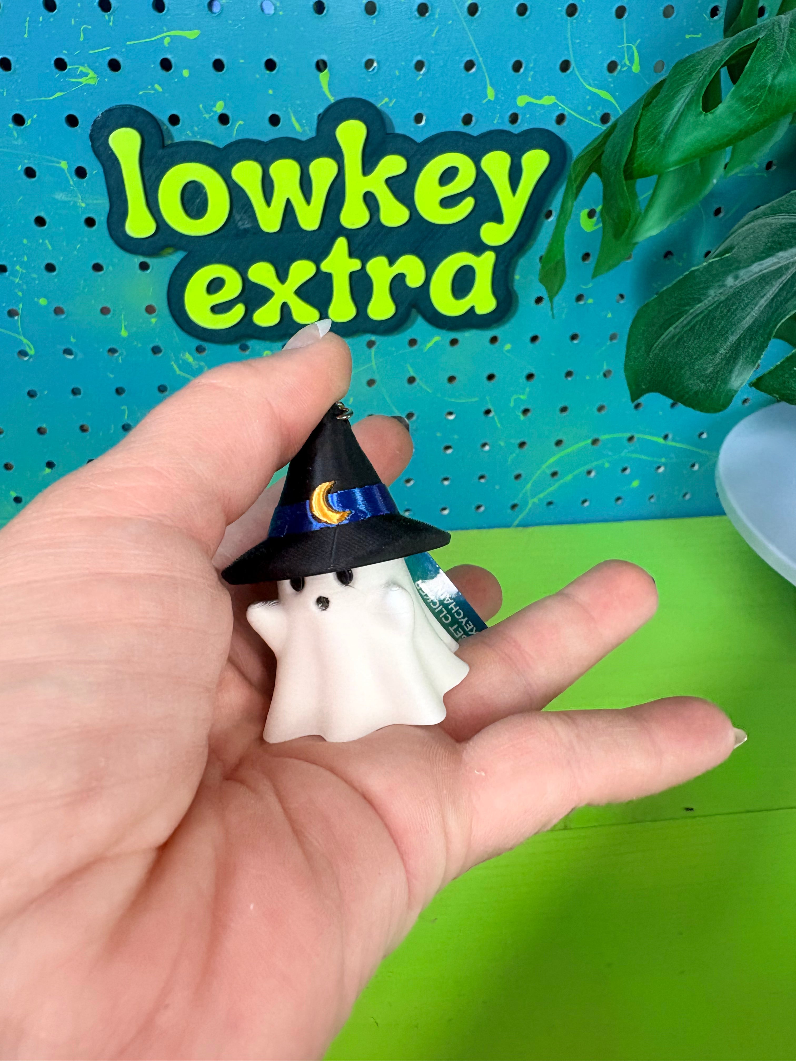 Witchy Ghost Fidget Clicker Keychain