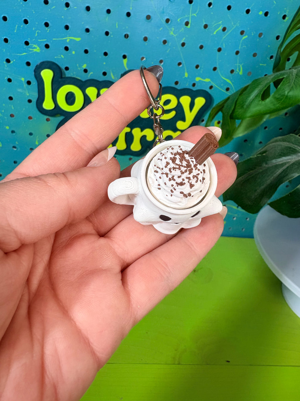 Spooky Latte Fidget Clicker Keychain