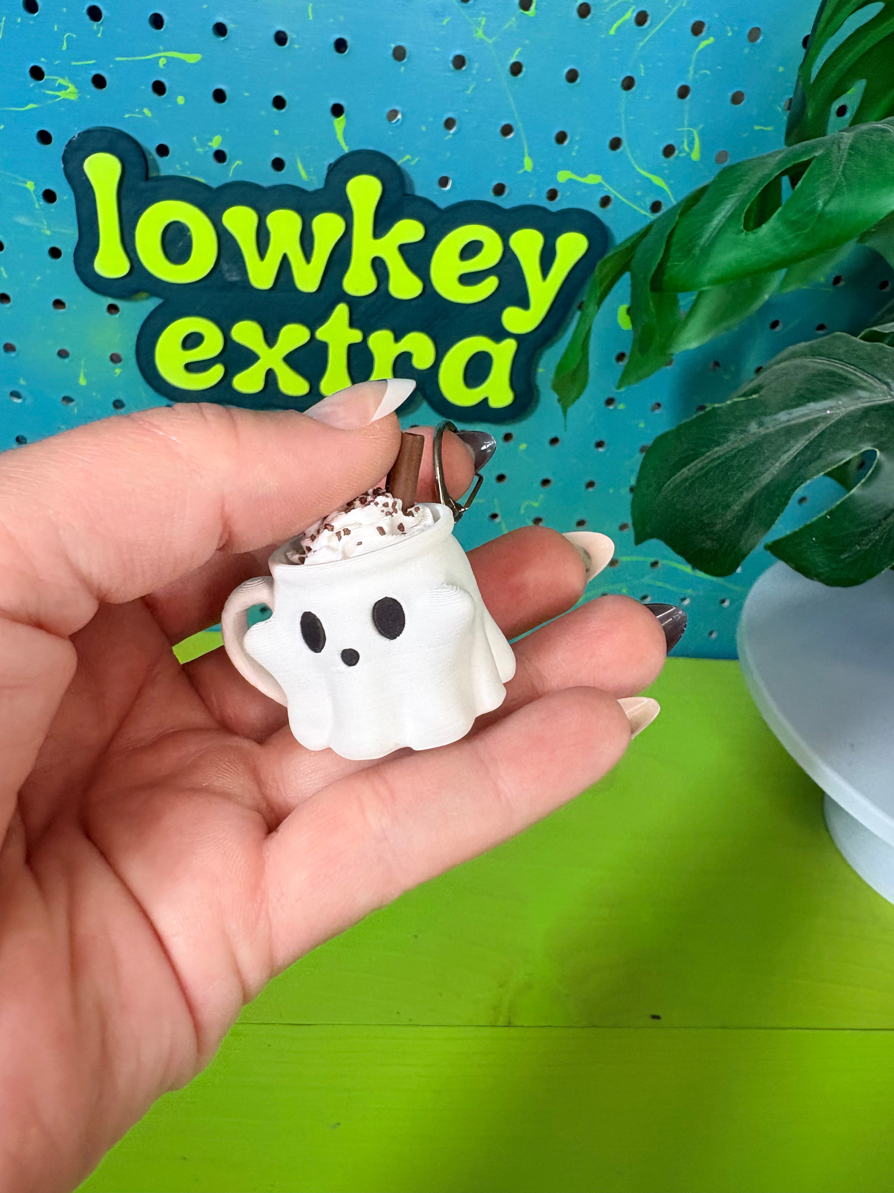 Spooky Latte Fidget Clicker Keychain