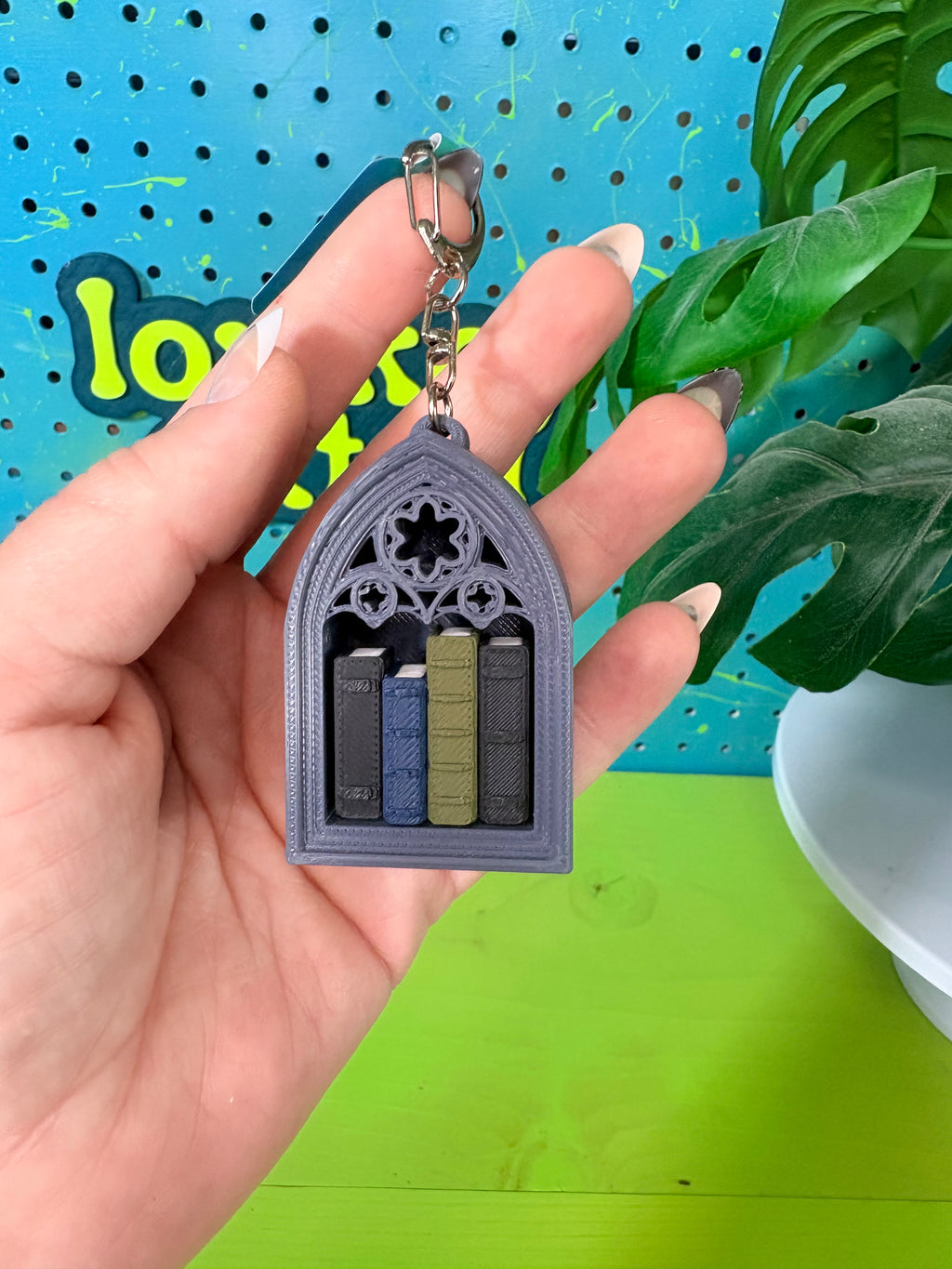Gothic Bookshelf Fidget Clicker Keychain