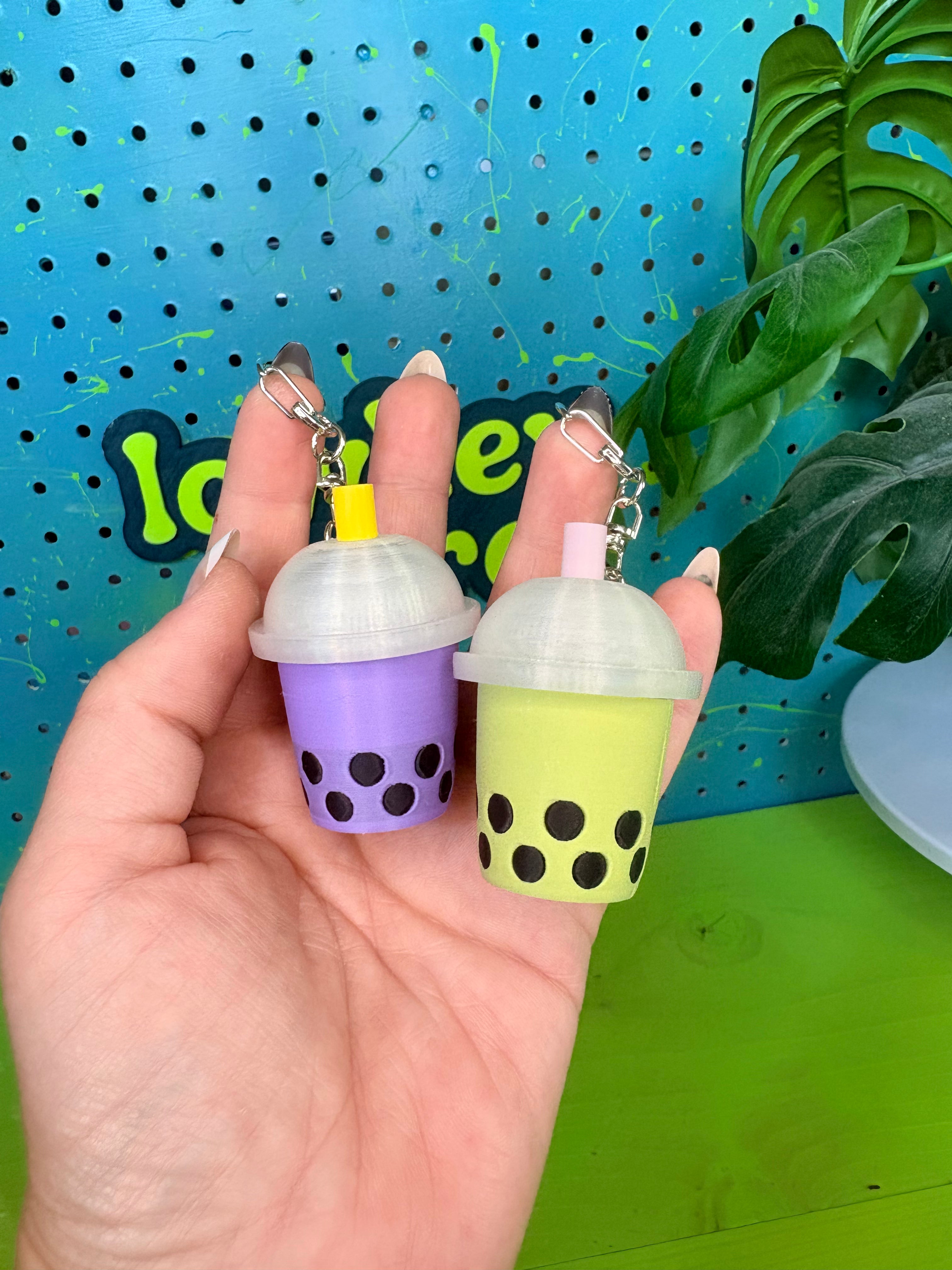 Boba Tea Fidget Clicker Keychain