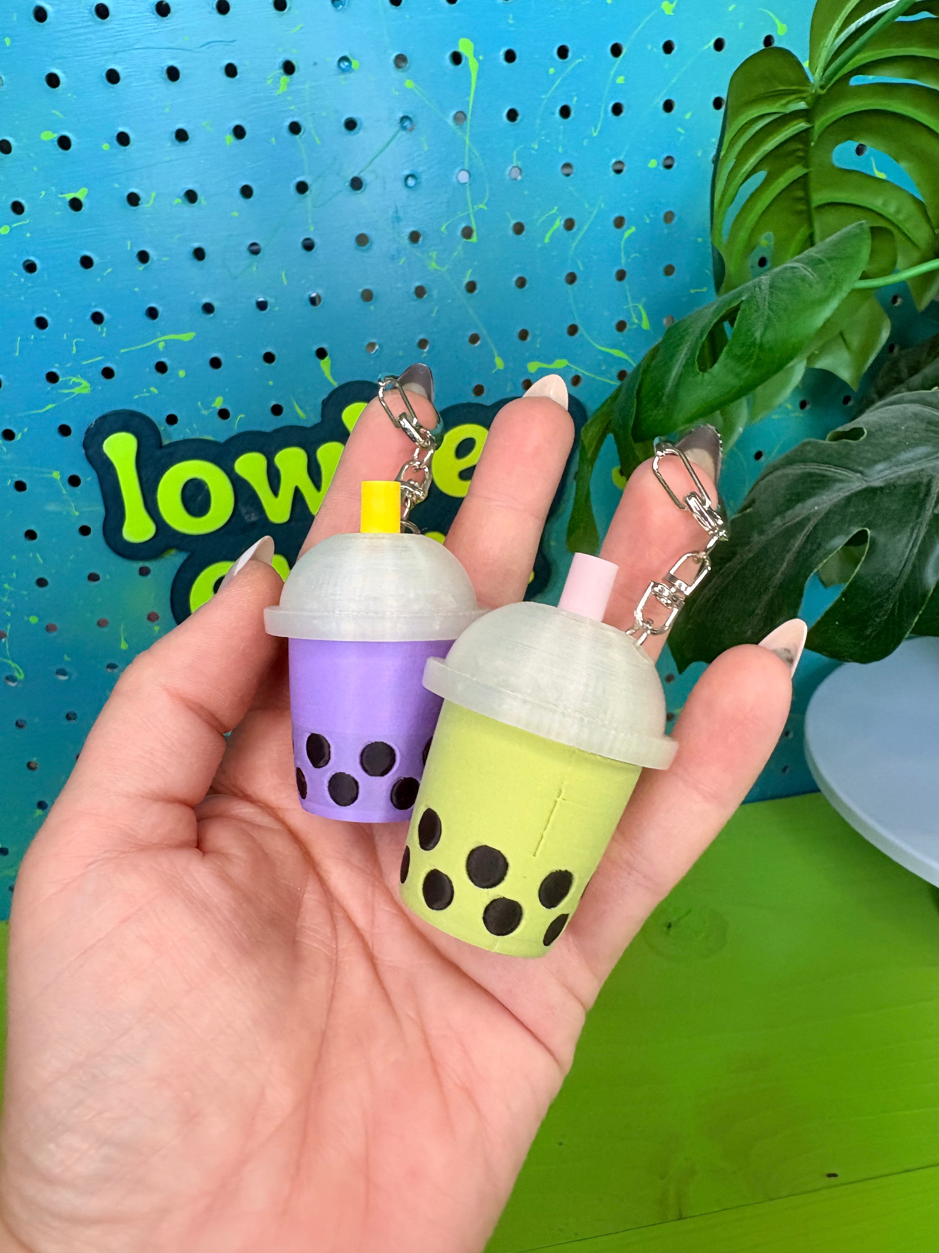 Boba Tea Fidget Clicker Keychain