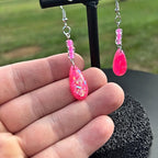 Hot Pink Teardrop Dangle Earrings