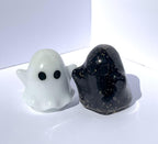 Black Gold Leaf & White Glitter Ghost Statues