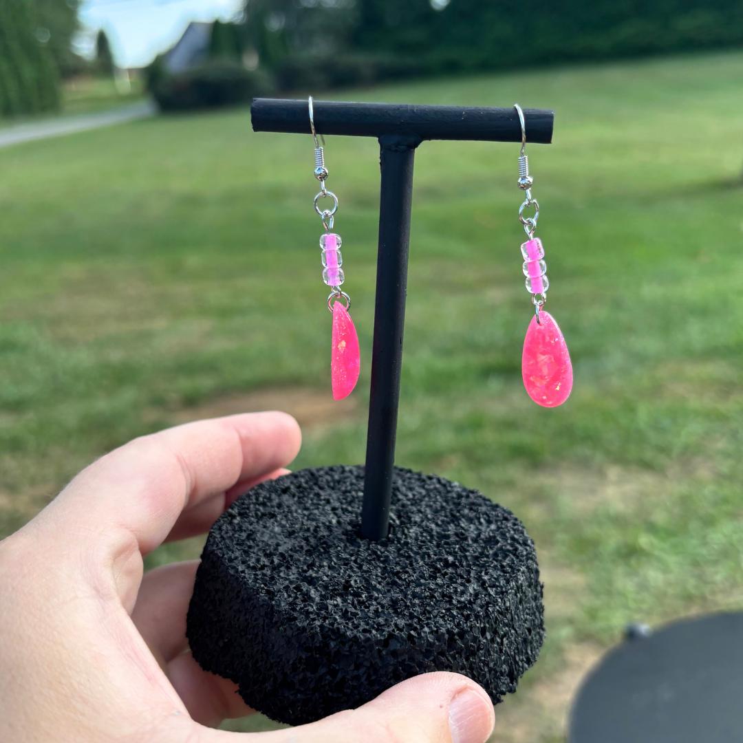 Hot Pink Teardrop Dangle Earrings