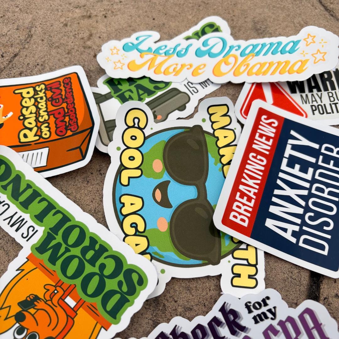 "Raised on Snacks And Civil Disobedience" Sticker