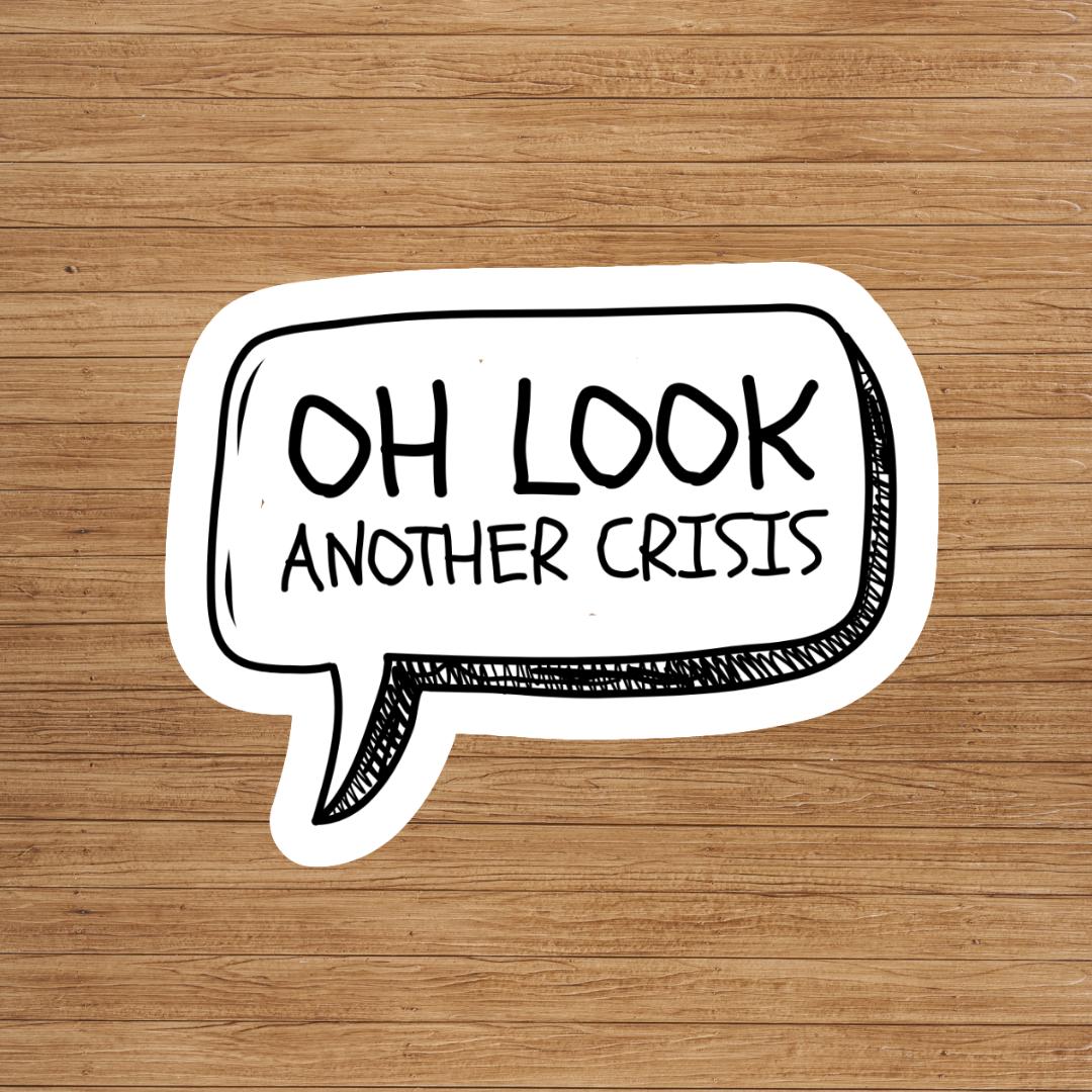 Oh Look Another Crisis Vinyl Sticker: Sarcastic Humor, Funny Sticker, Laptop Decal, Water Bottle Sticker, Political Humor