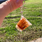 Mini Iced Coffee Keychain – Resin Cup with Milky Swirl & Tiny Ice | Cute Coffee Lover Gift