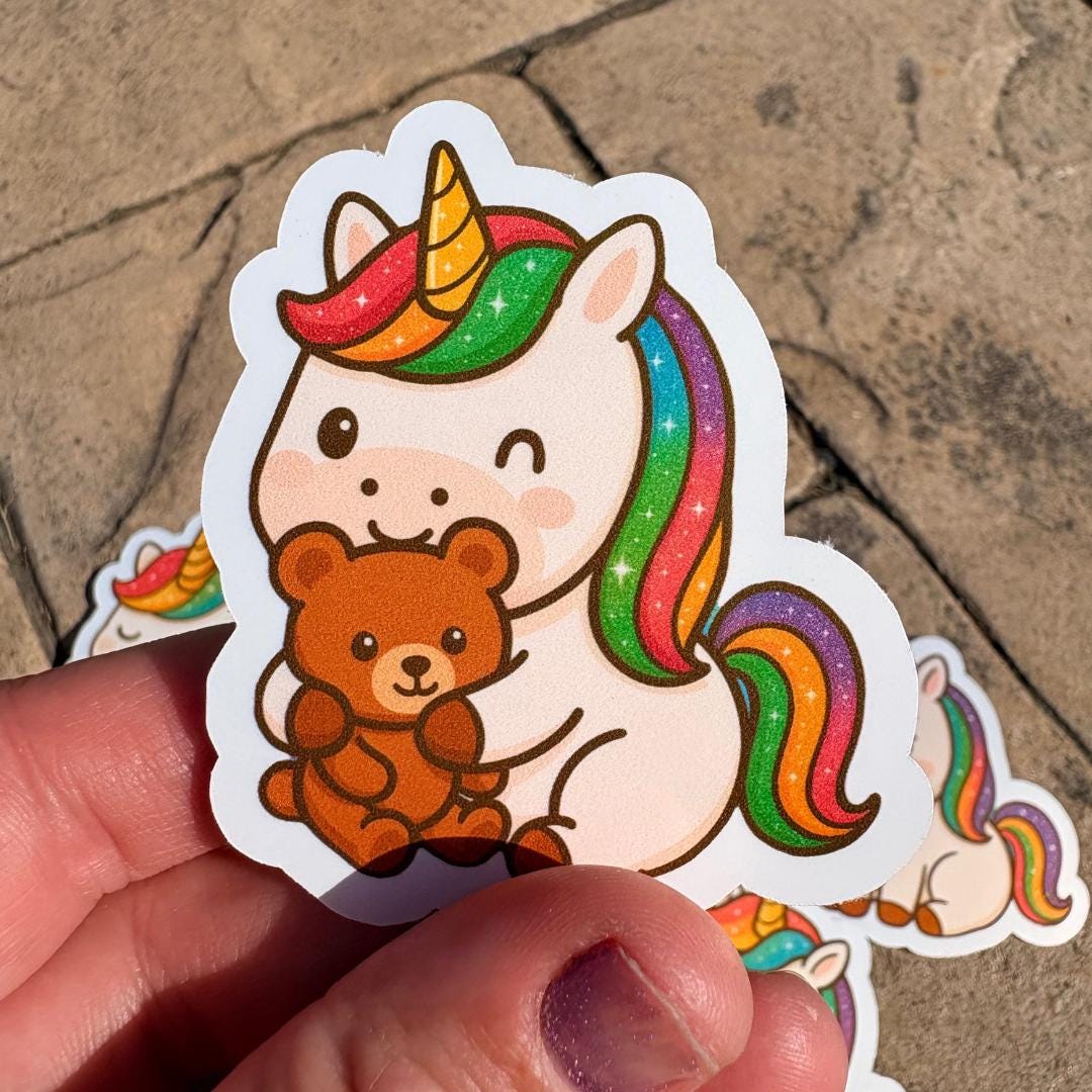 Cute Chibi Unicorn Die Cut Stickers Set of 8 - Adorable Premium Vinyl Stickers for Girls, Unicorn Lovers, Water Bottle, Laptop Stickers