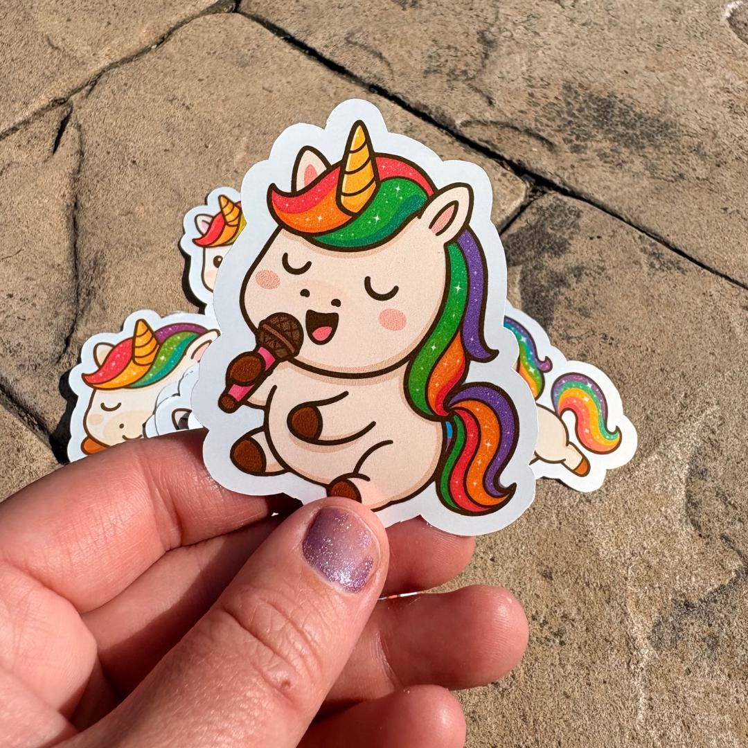 Cute Chibi Unicorn Die Cut Stickers Set of 8 - Adorable Premium Vinyl Stickers for Girls, Unicorn Lovers, Water Bottle, Laptop Stickers