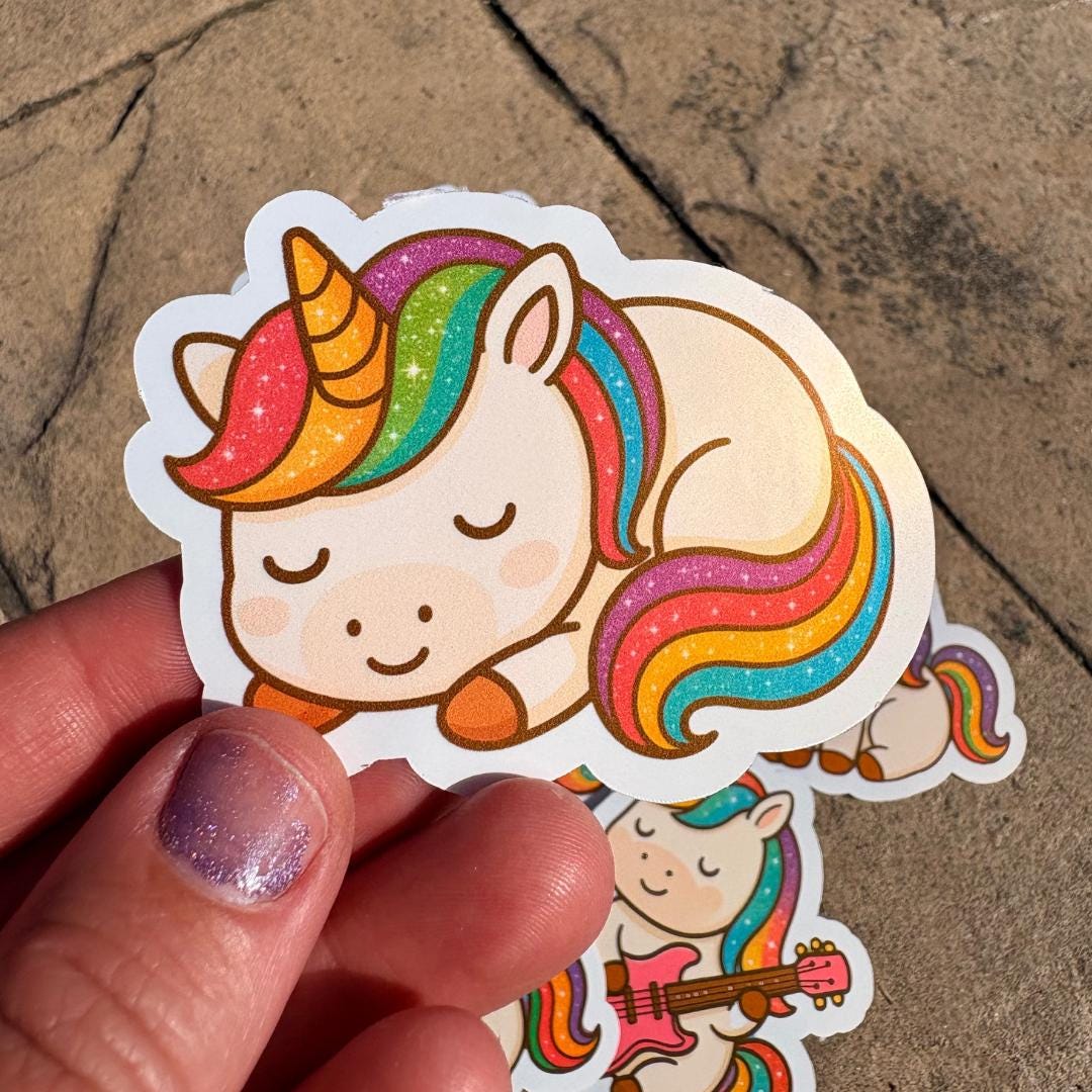 Cute Chibi Unicorn Die Cut Stickers Set of 8 - Adorable Premium Vinyl Stickers for Girls, Unicorn Lovers, Water Bottle, Laptop Stickers