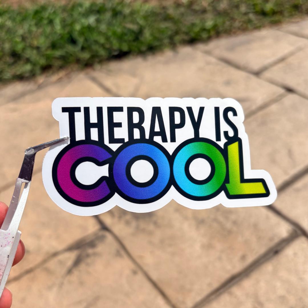 Therapy Is Cool Vinyl Sticker: Sarcastic Humor, Funny Therapist Sticker, Laptop Decal, Water Bottle Sticker, Therapy