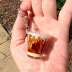 Mini Iced Coffee Keychain – Resin Cup with Milky Swirl & Tiny Ice | Cute Coffee Lover Gift