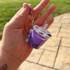Kawaii Boba Keychain – Miniature Bubble Tea Cup | Cute Resin Charm with Straw, Beads & Sparkle