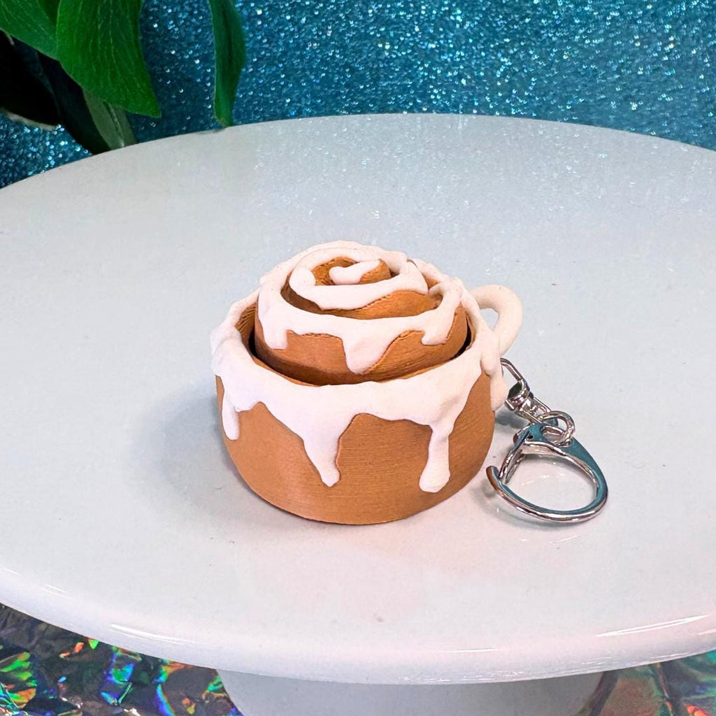 Cinnamon Roll Fidget Clicker Keychain