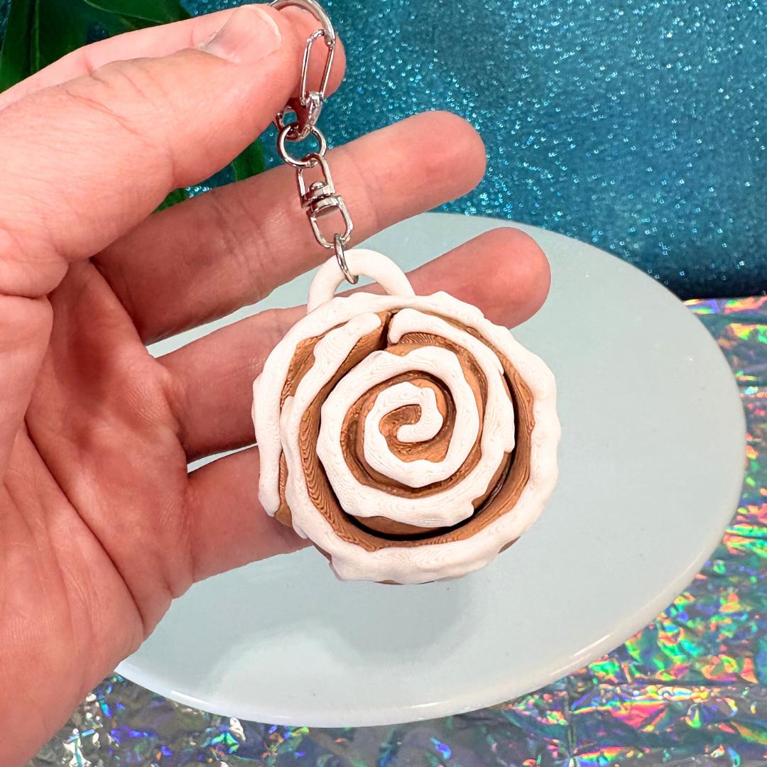 Cinnamon Roll Fidget Clicker Keychain