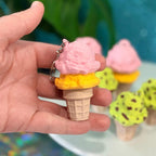Ice Cream Cone Fidget Clicker Keychain