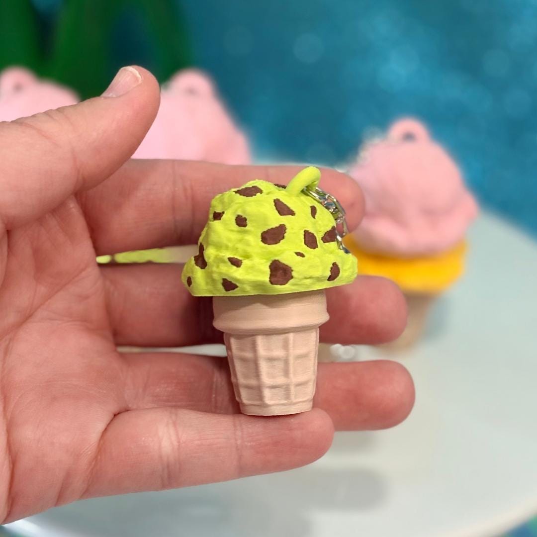 Ice Cream Cone Fidget Clicker Keychain