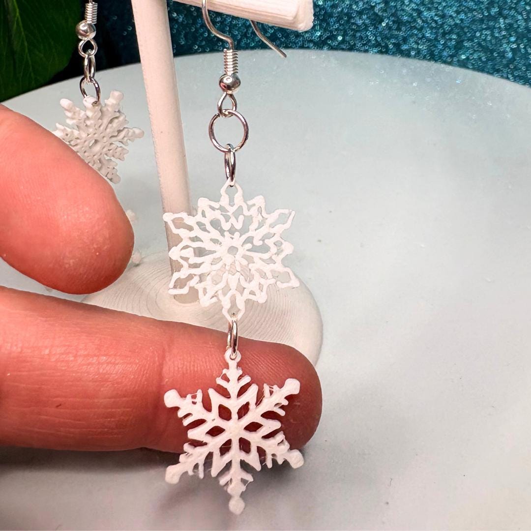 Christmas Snowflake Dangle Earrings