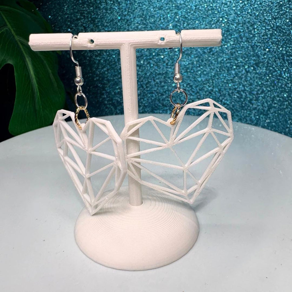 Geometric Heart Dangle Earrings