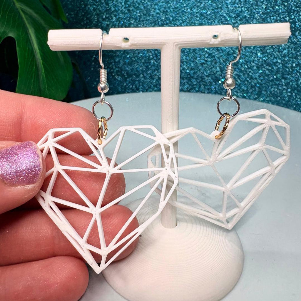 Geometric Heart Dangle Earrings