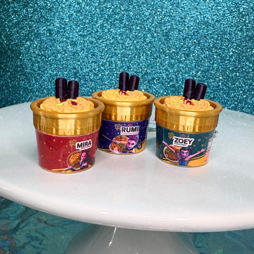 Kpop Huntrix Ramen Clicker Keychain