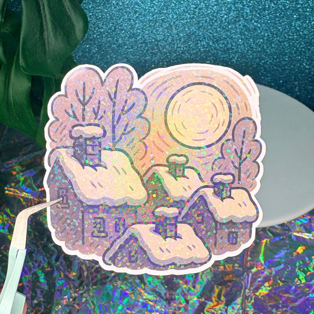 Winter Rooftops Holographic Holiday Vinyl Sticker