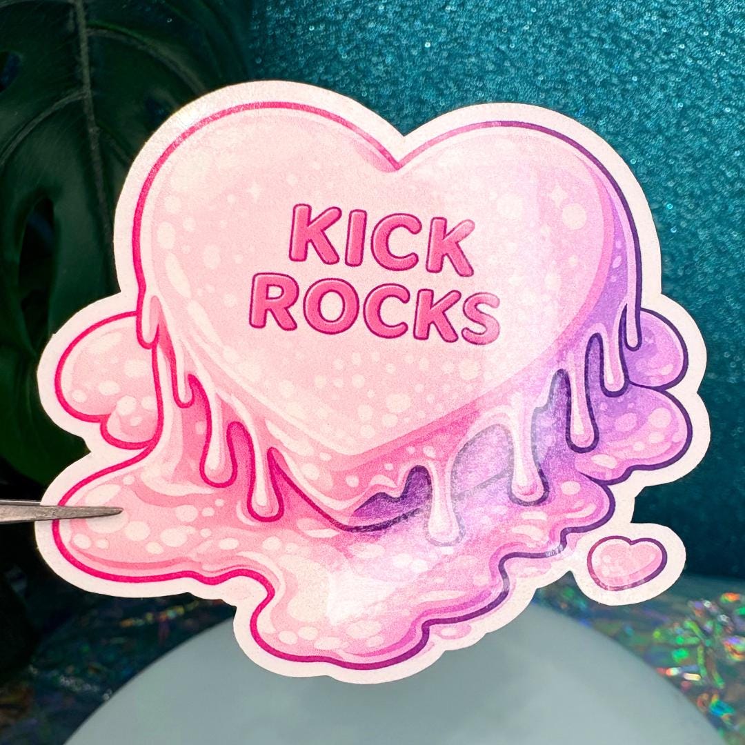 Kick Rocks Conversation Heart Vinyl Sticker