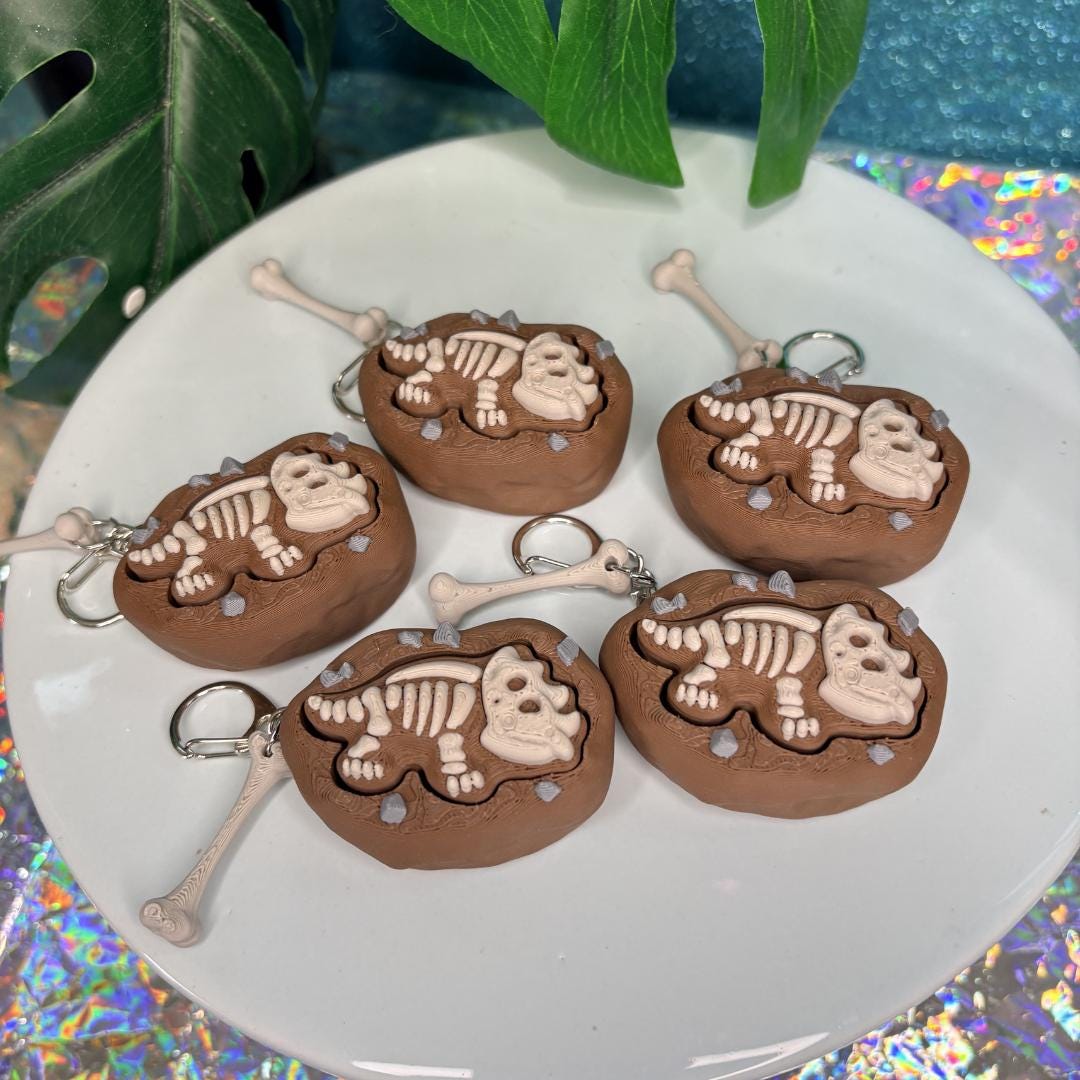 Dino Fossil Fidget Clicker Keychain
