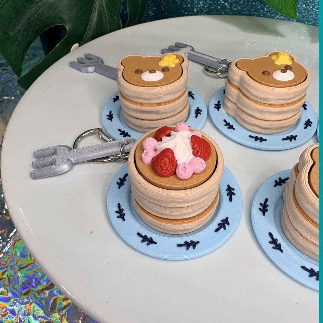 Pancake Stack Fidget Clicker Keychain