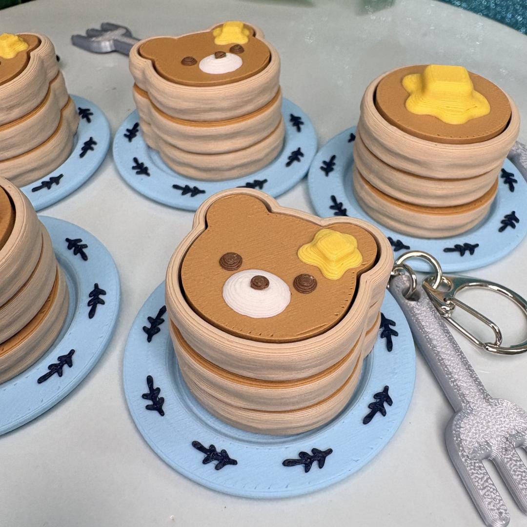 Pancake Stack Fidget Clicker Keychain