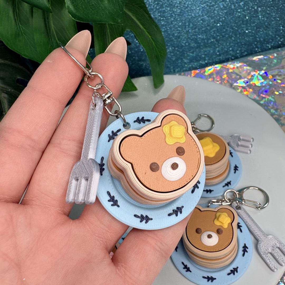 Pancake Stack Fidget Clicker Keychain